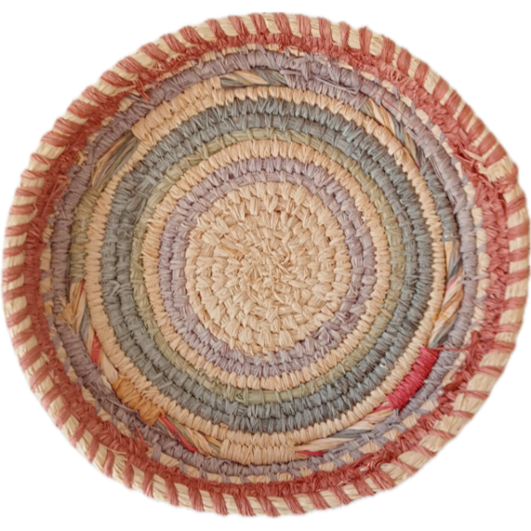 Tjanpi Desert Weavers Raffia Basket by Margaret Smith 30cm in Diameter