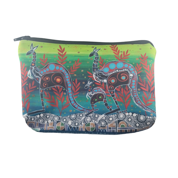 Make Up Bag with Kangaroo Artwork by Melanie Hava