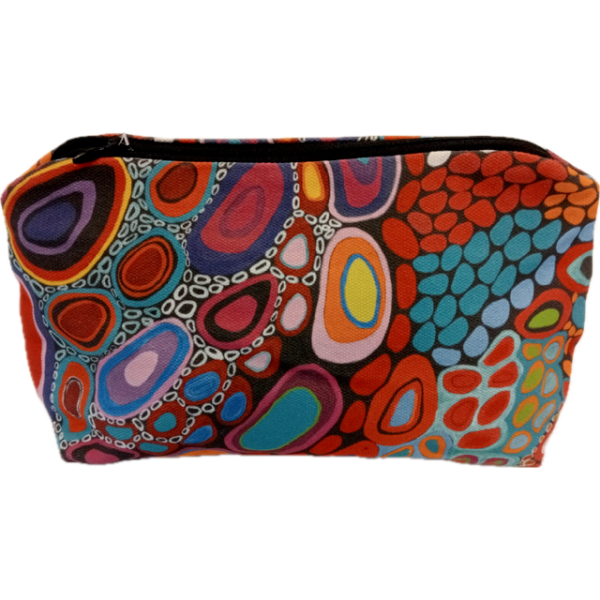 Australian Made Cosmetic Bag with Our Mother's Country Artwork by Amanda Jane and Dorothy Gabori