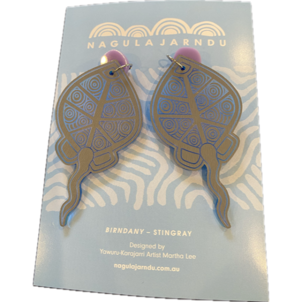 Nargula Jarndu Earrings with Birndany (Stingray)  Design by Martha Lee - Image 3