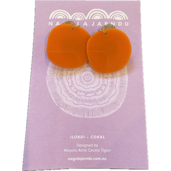 Nargula Jarndu Earrings with Ilordi (Coral) Design by Cecilia Tegan - Image 3