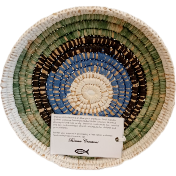 Bonnie Creations Woven Raffia Basket by Bronwyn Milliecon 19.8cm in Diameter