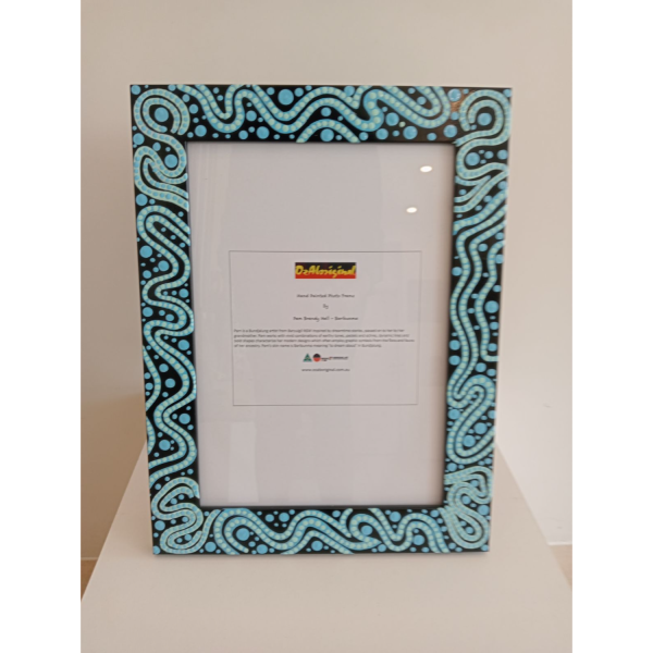 A4 Document Frame Hand-Painted by Pam Brandy Hall (Blues, White, Black) - Image 3