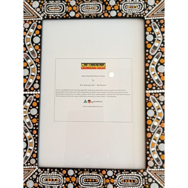 A4 Document Frame Hand-Painted by Pam Brandy Hall (Orange, White, Grey, Black)