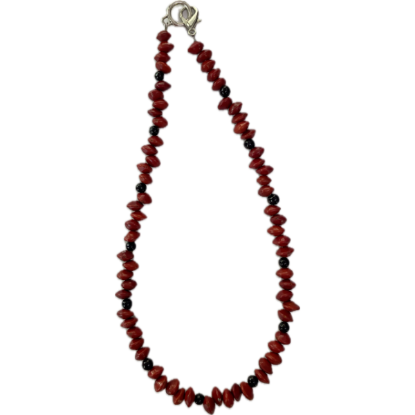 Michelle Weare Red Sandalwood Seed & Black Bead Necklace (42cm)