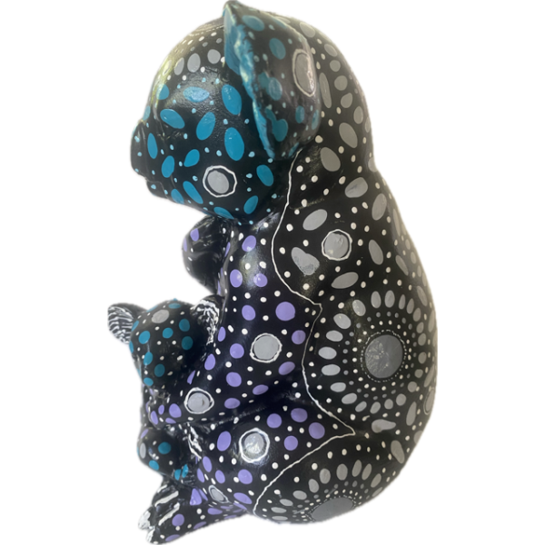 Ceramic Koala with Hand-Painted Artwork by Justine Young (Teal, Lilac, Grey, White) - Image 4