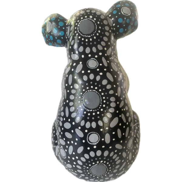 Ceramic Koala with Hand-Painted Artwork by Justine Young (Teal, Lilac, Grey, White) - Image 3