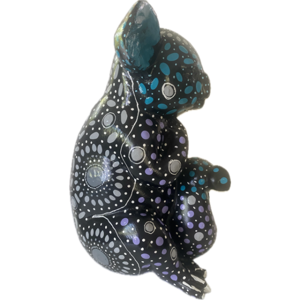 Ceramic Koala with Hand-Painted Artwork by Justine Young (Teal, Lilac, Grey, White) - Image 2