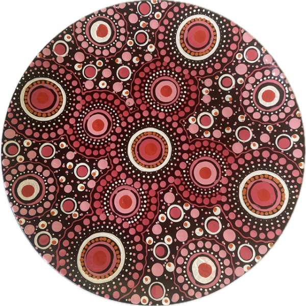 Ceramic Round Plate with Hand-Painted Artwork by Cherelle Williams 20cm Diameter (Pinks, White, Orange)