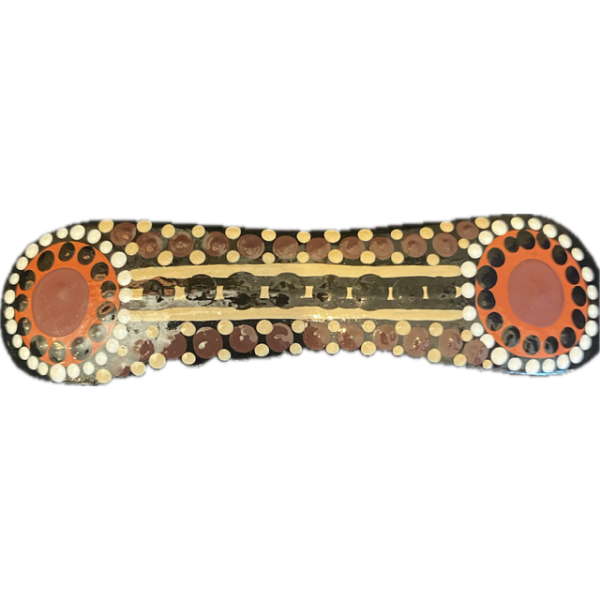 Timber Hair Clip With Hand-Painted Aboriginal Art by Lee Anne Hall (Browns, Beige, White & Black)